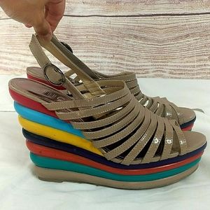 Rouge Helium platform wedge striped shoes sz 11